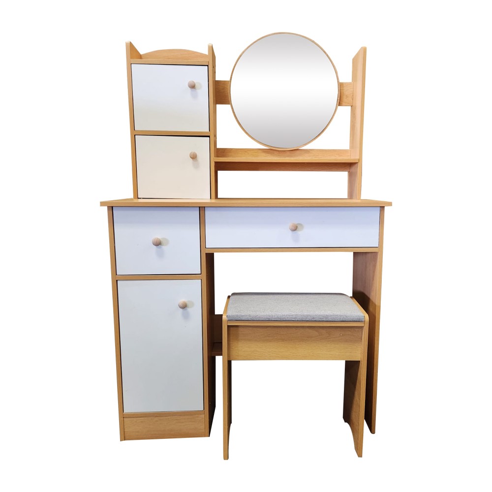 Modern Kids Brown & White Dressing Table 2 Drawer & 3 Cabinets STE010802