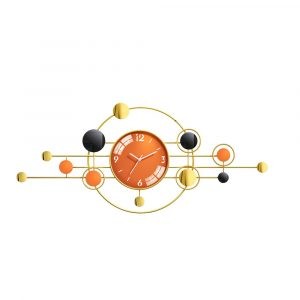 Modern Orange & Gold Silent Wall Clock 8184B