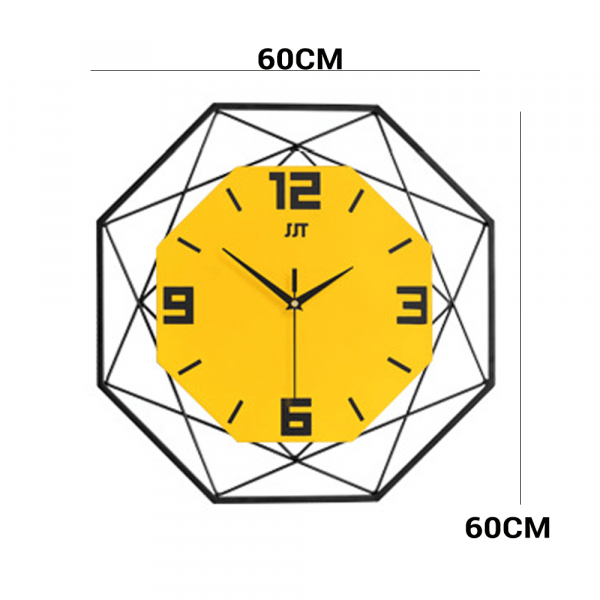 Metal Wall Clock – Yellow & Black 60 x 60 cm
