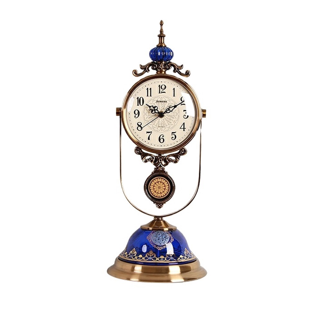 LUXURY DESK STANDING CLOCK WITH BRONZE & BLUE FINISH 6920-1