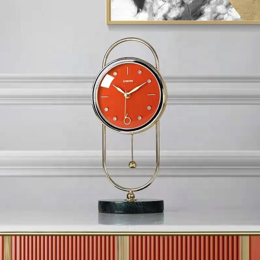 ARMENS LUXURY TABLE CLOCK WITH RED FACE & BLACK TRIMMING 6957C-1