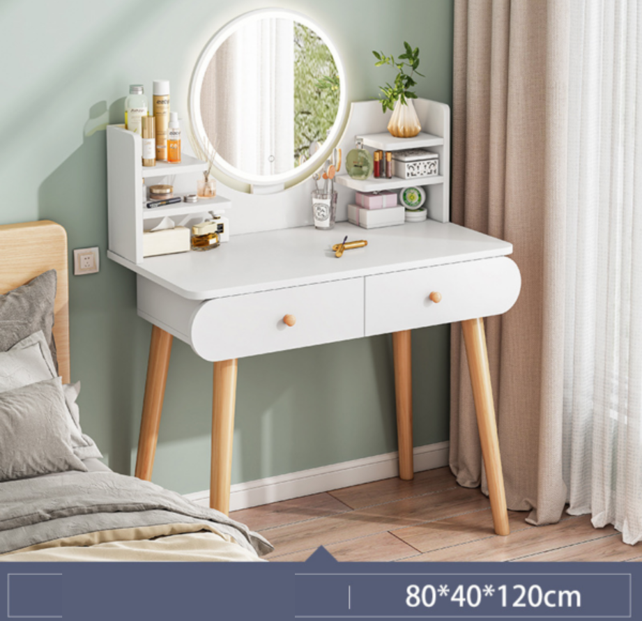 Luxury Style Bedroom Furniture Storage Girls Dresser Modern European Make Up Dressing Table With LED Mirror XU060206