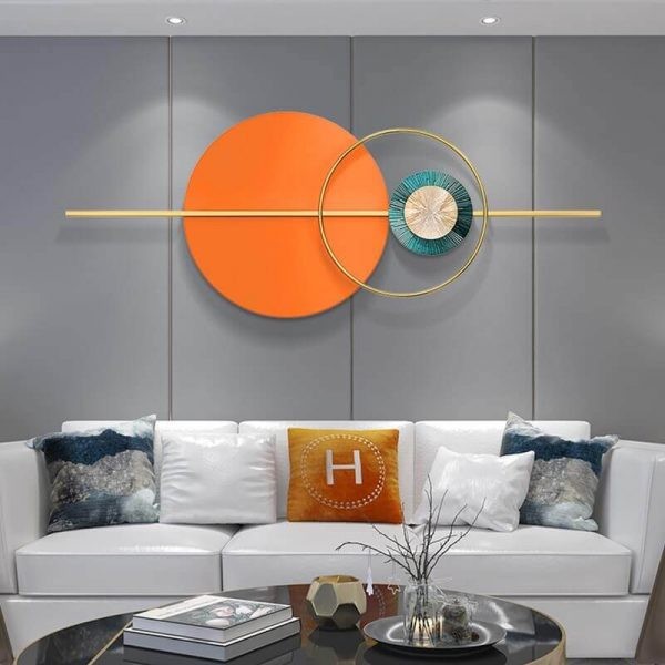 Hand Crafted Iron Abstract Wall Art Orange & Gold FBY22150