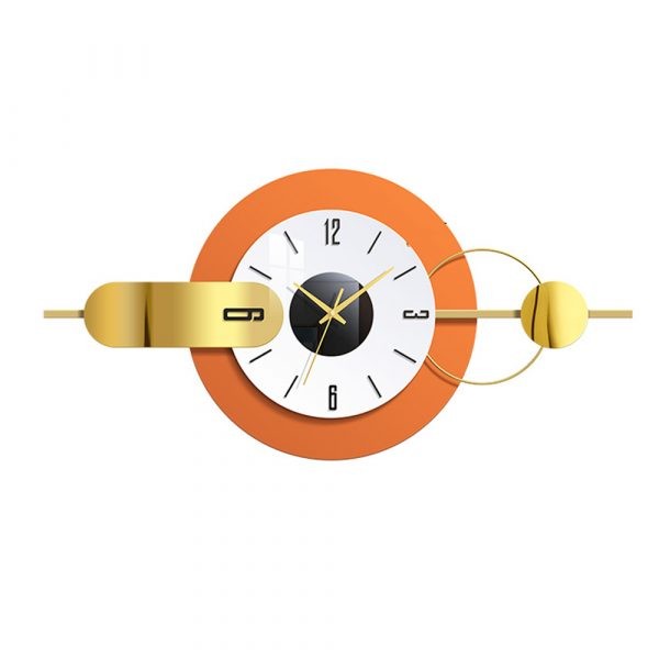 Modern Orange White & Gold Silent Wall Clock 8180B