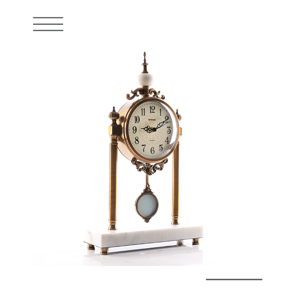 Metal Luxury Office Swing Desk Clock With Marble Base