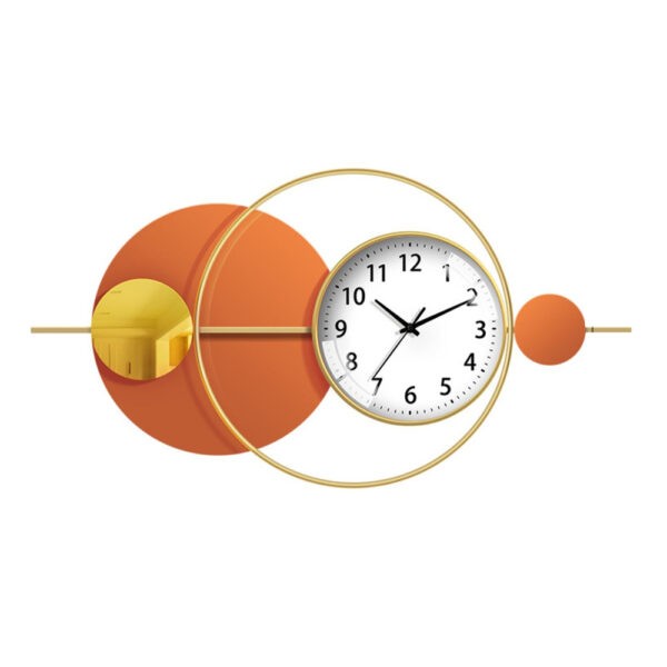 Modern White & Orange Wall Clock With Gold Finish 9129B