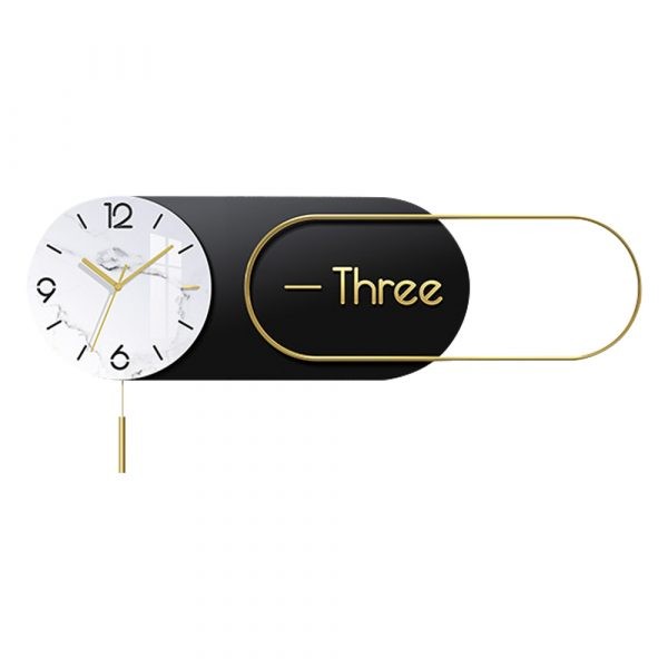 Modern Wall Clock Black Gold & White With Letters 8176-S