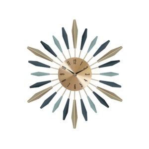 Modern Gold & Shades of Blue Wall Clock 70cm