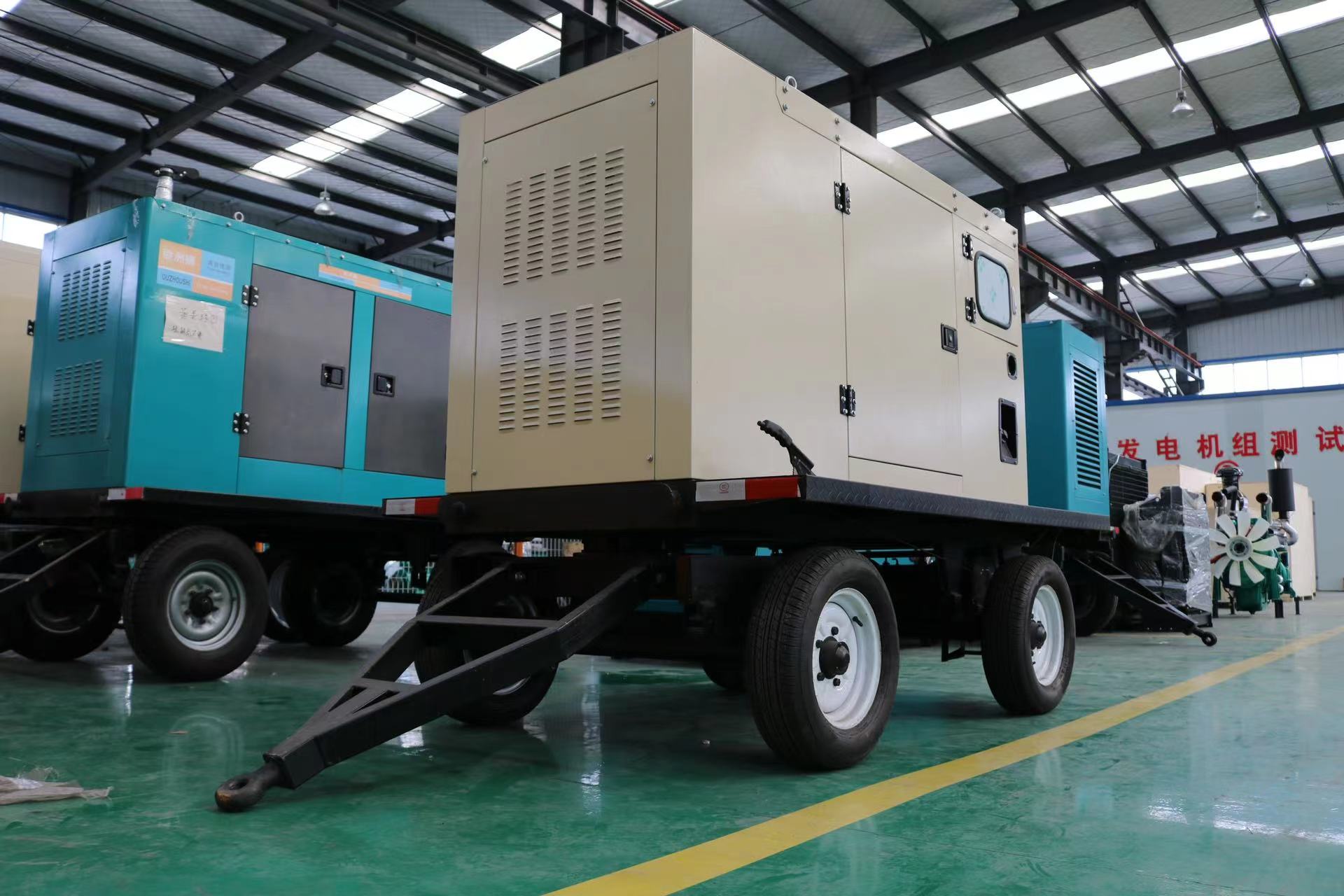50kw 62kva trailer-mounted generator, water-cooled, diesel silent