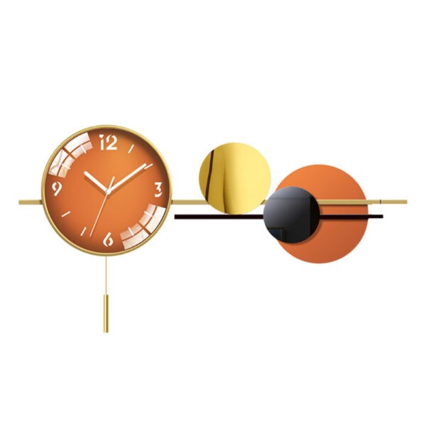 Modern Orange Gold & Black Wall Clock 99058B