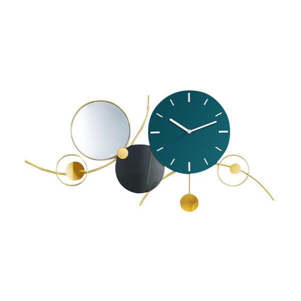 Modern Blue Wall Clock With Gold trimings & Mirror 2011C