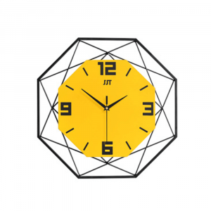 Yellow Tube Polygonal Wall Clock  35 x 35 cm
